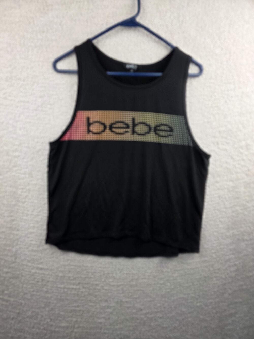 Bebe Sport Women's Black Graphic Workout Racerback Tank Top Size Medium